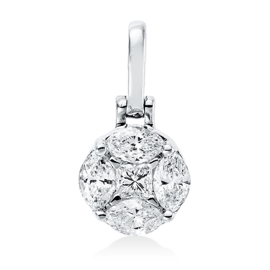 Anhänger 18 kt WG, mit Öse, 4 Nav. 0,29 ct, TW-vsi, 1 Princ. 0,06 ct, TW-vsi