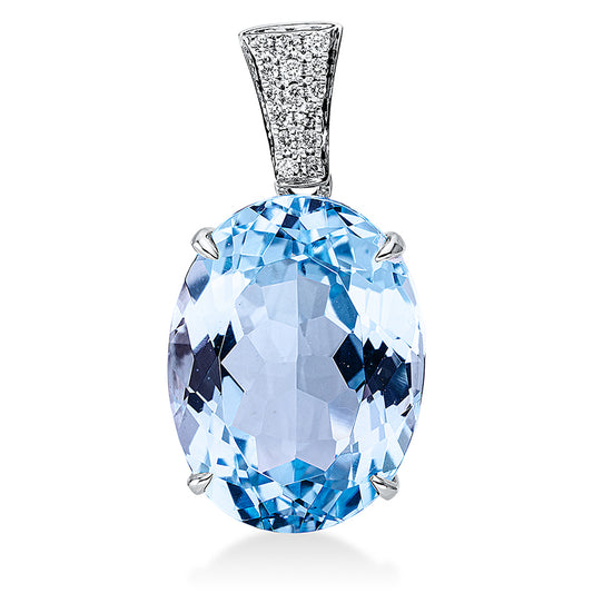 Anhänger 18 kt WG, mit Öse, 15 Brill. 0,08 ct, TW-si, 1 Topas 12,90 ct sky blue