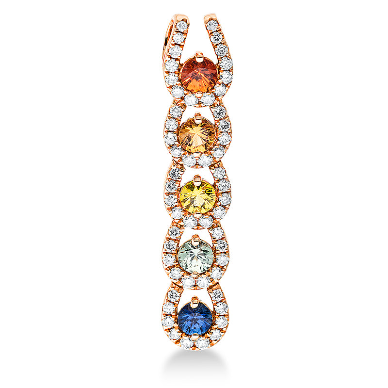 Anhänger 18 kt RG, 54 Brill. 0,31 ct, TW-si, 5 Saphire 0,66 ct multicolor