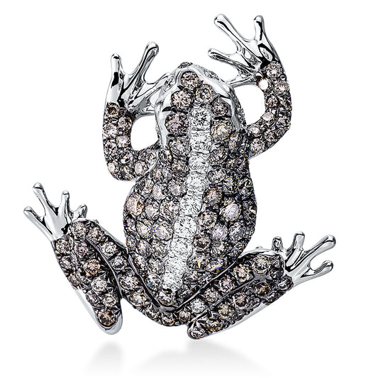 Anhänger 18 kt WG, Fassung schwarz rhodiniert, 15 Brill. 0,15 ct, TW-vsi, 110 Brill. 0,94 ct, braun