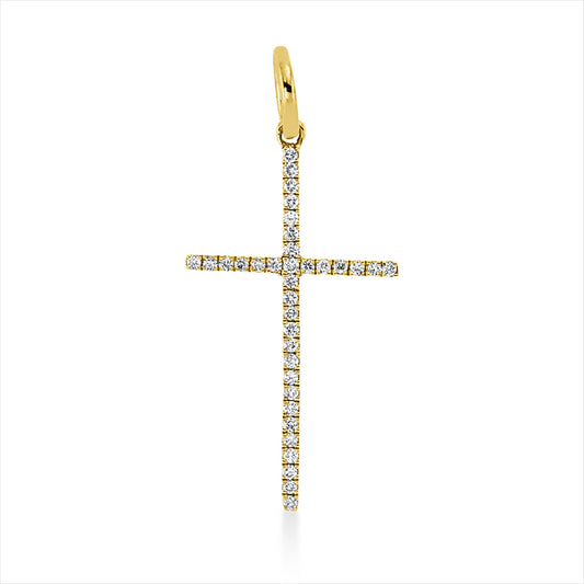 Anhänger 18 kt GG, mit Öse, 35 Brill. 0,09 ct, TW-si
