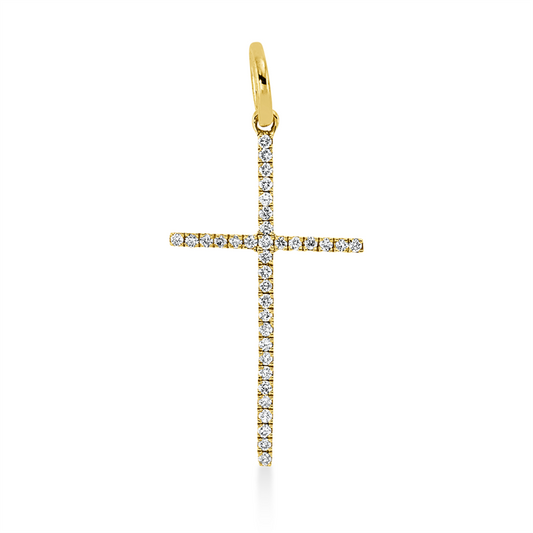 Anhänger 18 kt GG, mit Öse, 35 Brill. 0,09 ct, TW-si
