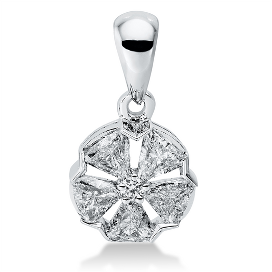 Anhänger 18 kt WG, mit Öse, 5 Tri.Sond. 0,30 ct, TW-vsi/si, 1 Brill. 0,01 ct, TW-si