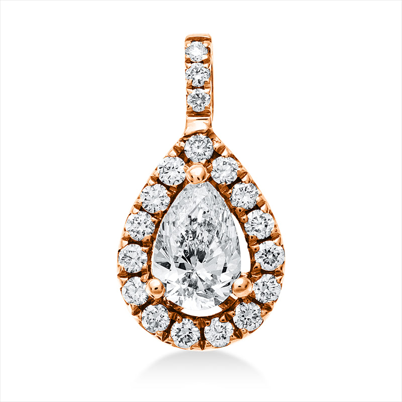 Anhänger 18 kt RG, mit Öse, 1 Tropfen 0,28 ct, TW-si, 18 Brill. 0,11 ct, TW-si