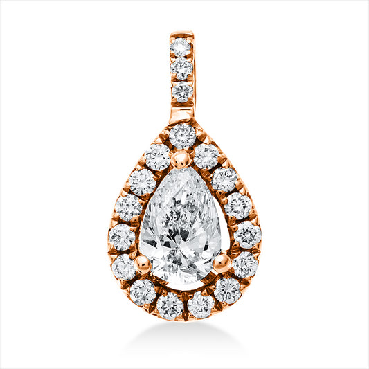 Anhänger 18 kt RG, mit Öse, 1 Tropfen 0,28 ct, TW-si, 18 Brill. 0,11 ct, TW-si