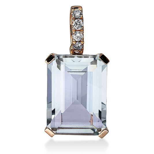 Anhänger 18 kt RG, mit Öse, 4 Brill. 0,10 ct, TW-si, 1 Amethyst 6,80 ct grün