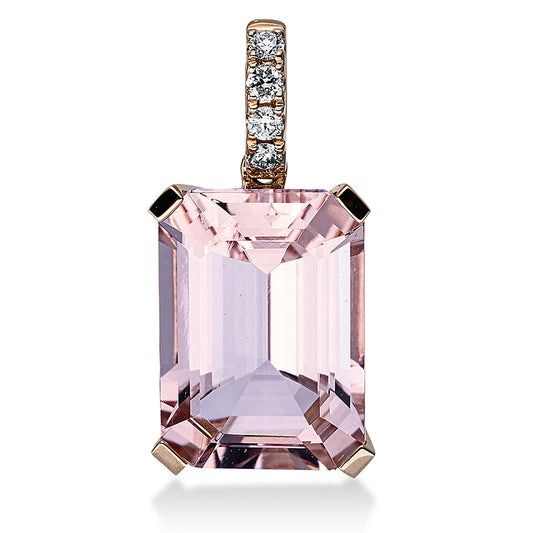 Anhänger 18 kt RG, 4 Brill. 0,10 ct, TW-si, 1 Morganit 6,60 ct pink