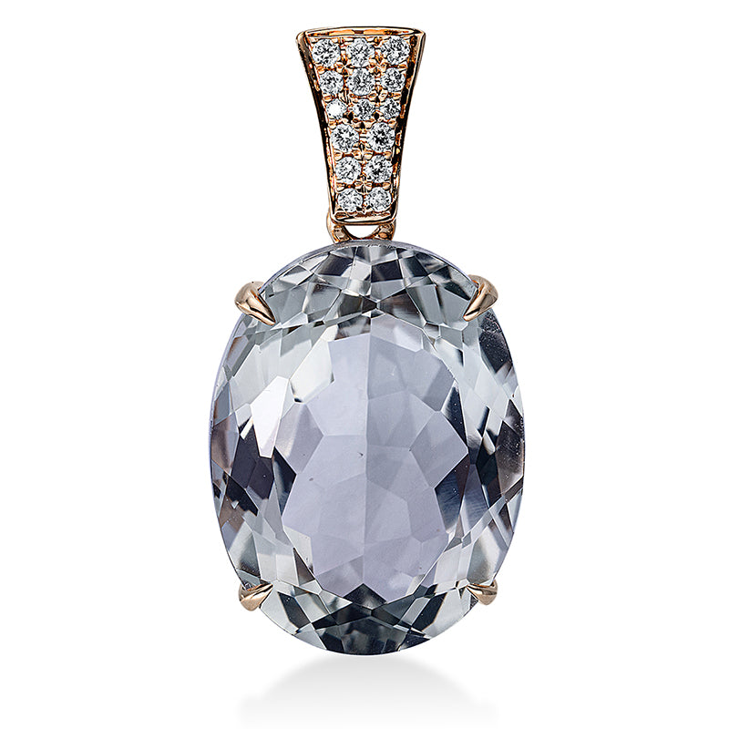 Anhänger 18 kt RG, mit Öse, 15 Brill. 0,08 ct, TW-si, 1 Amethyst 10,00 ct grün