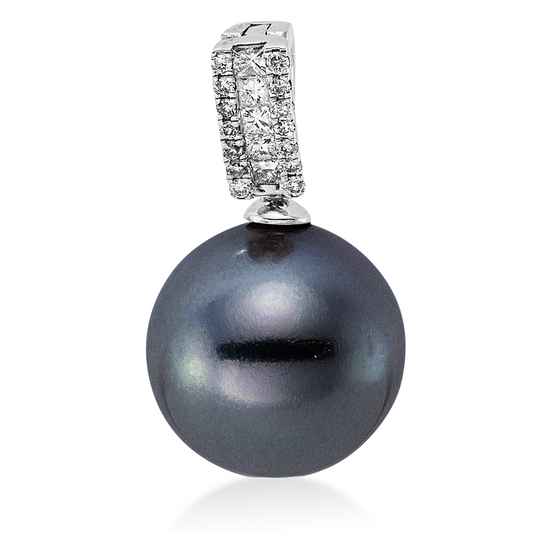 Anhänger 18 kt WG, 5 Princ. 0,07 ct, W-si, 14 Brill. 0,05 ct, W-si, 1 TA 10,5 mm
