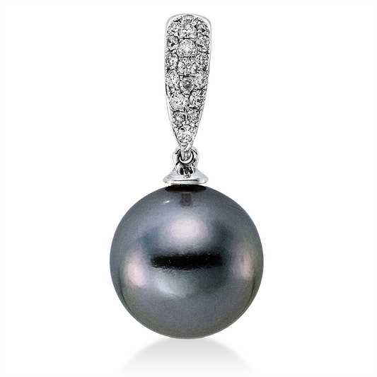 Anhänger 18 kt WG, 18 Brill. 0,10 ct, W-si, 1 TA 10 mm