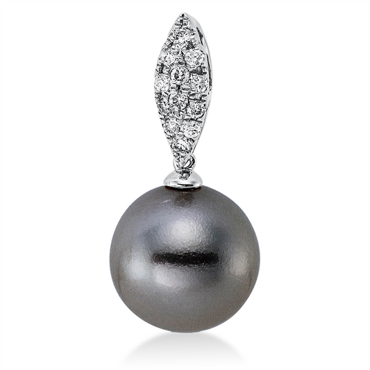 Anhänger 18 kt WG, 12 Brill. 0,16 ct, W-si, 1 TA dunkel 10,5 mm
