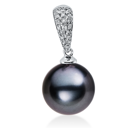 Anhänger 18 kt WG, 19 Brill. 0,06 ct, W-si, 1 TA dunkel 10 mm
