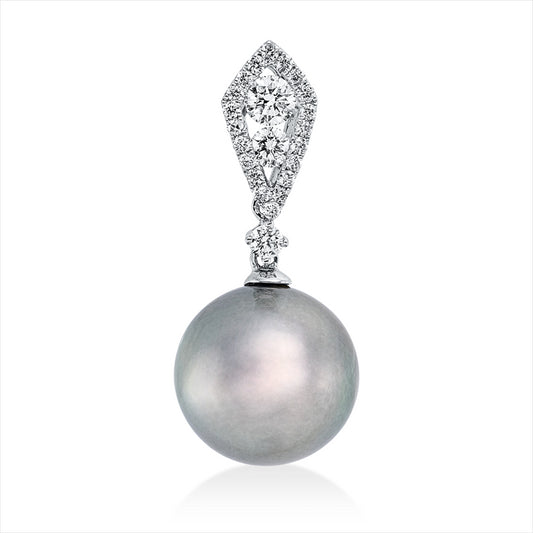 Anhänger 18 kt WG, 23 Brill. 0,27 ct, W-si, 1 TA silber 10,5 mm
