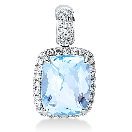 Anhänger 18 kt WG, mit Öse, 44 Brill. 0,21 ct, TW-si, 1 Topas 4,30 ct sky blue