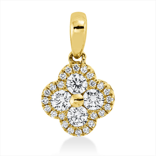 Anhänger 18 kt GG, mit Öse, 4 Brill. 0,33 ct, TW-si, 24 Brill. 0,08 ct, TW-si