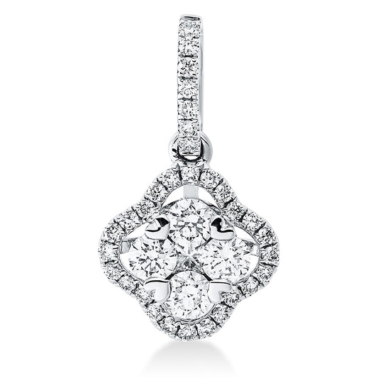 Anhänger 18 kt WG, mit Öse, 4 Brill. 0,30 ct, TW-si, 1 Princ. 0,03 ct, TW-vsi, 31 Brill. 0,14 ct, TW-si