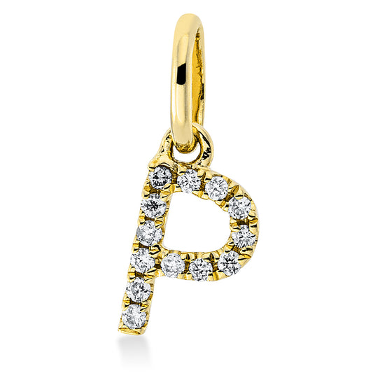 Anhänger 18 kt GG, mit Öse, 13 Brill. 0,03 ct, TW-si