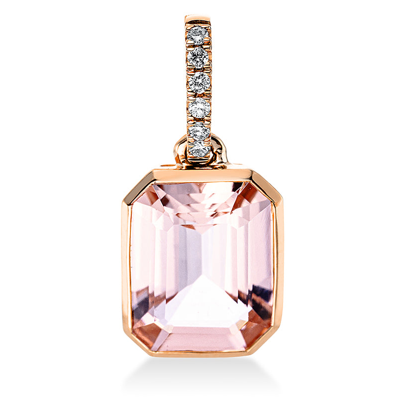 Anhänger 18 kt RG, mit Öse, 6 Brill. 0,03 ct, TW-si, 1 Morganit 2,00 ct pink