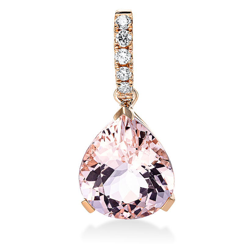 Anhänger 18 kt RG, mit Öse, 5 Brill. 0,11 ct, TW-si, 1 Morganit 3,80 ct pink