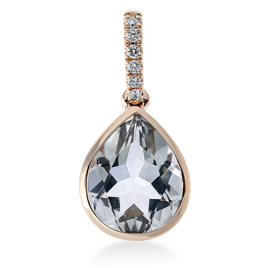 Anhänger 18 kt RG, mit Öse, 6 Brill. 0,04 ct, TW-si, 1 Amethyst 2,30 ct grün