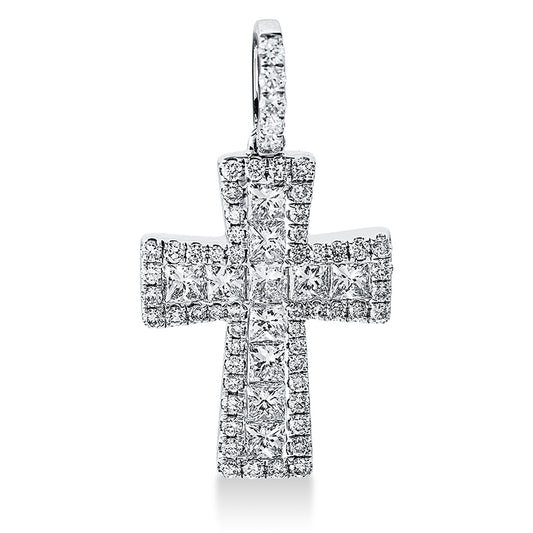 Anhänger 18 kt WG, mit Öse, 11 Princ. 0,93 ct, TW-si, 57 Brill. 0,42 ct, TW-si