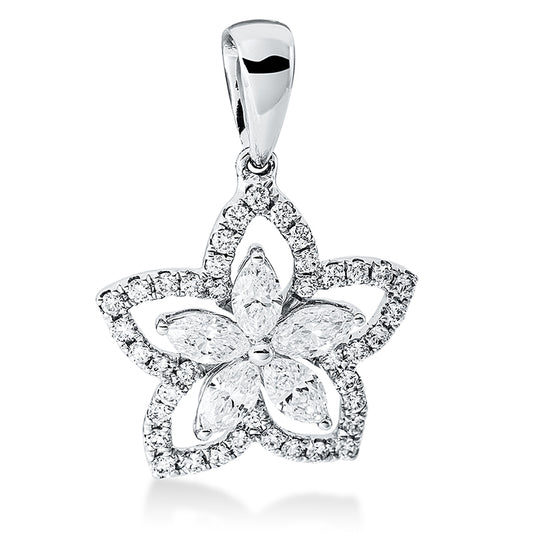 Anhänger 18 kt WG, mit Öse, 5 Nav. 0,44 ct, TW-vsi, 40 Brill. 0,21 ct, TW-si