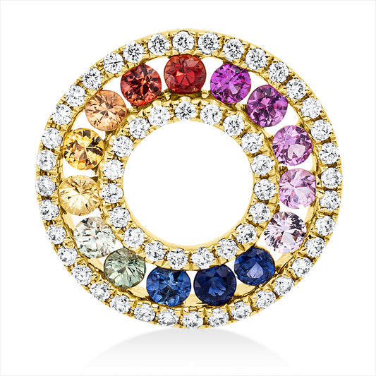 Anhänger 18 kt GG, 55 Brill. 0,20 ct, TW-si, 15 Saphire 0,52 ct multicolor