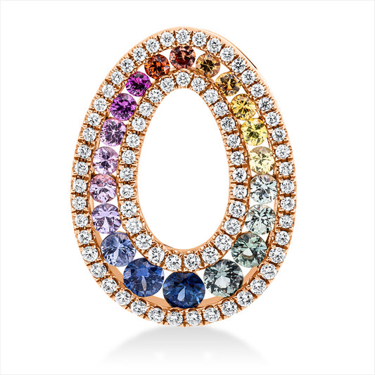 Anhänger 18 kt RG, 72 Brill. 0,42 ct, TW-si, 20 Saphire 1,34 ct fancy