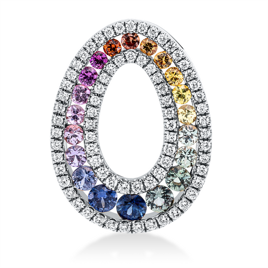 Anhänger 18 kt WG, 72 Brill. 0,43 ct, TW-si, 20 Saphire 1,37 ct multicolor