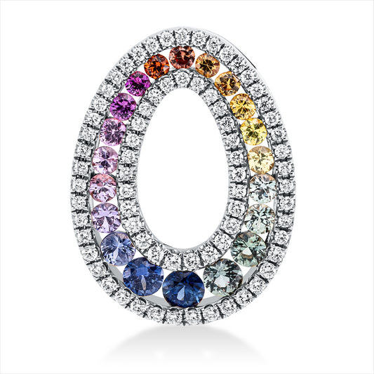 Anhänger 18 kt WG, 72 Brill. 0,42 ct, TW-si, 20 Saphire 1,35 ct multicolor
