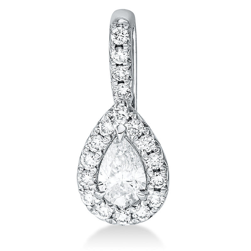 Anhänger 18 kt WG, mit Öse, 1 Tropfen 0,24 ct, TW-si, 18 Brill. 0,15 ct, W-si