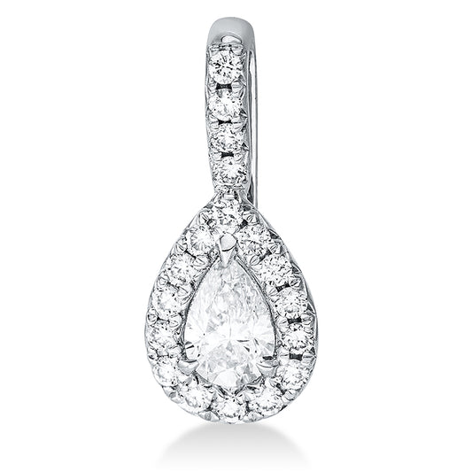 Anhänger 18 kt WG, mit Öse, 1 Tropfen 0,24 ct, TW-si, 18 Brill. 0,15 ct, W-si