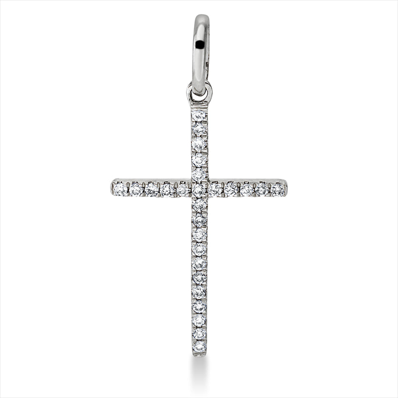 Anhänger 18 kt WG, mit Öse, 27 Brill. 0,06 ct, W-si