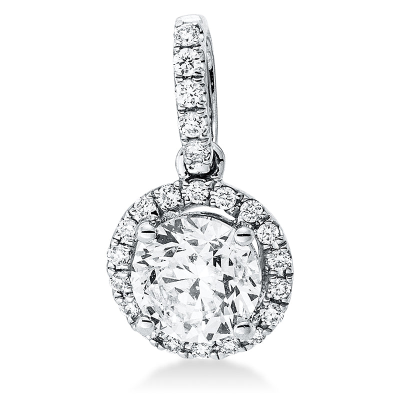 Anhänger 18 kt WG, mit Öse, 1 Brill. 0,59 ct, TW-si, 23 Brill. 0,08 ct, TW-si