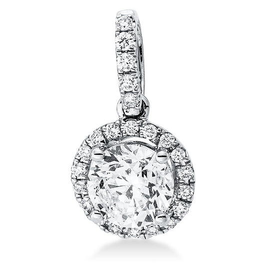 Anhänger 18 kt WG, mit Öse, 1 Brill. 0,59 ct, TW-si, 23 Brill. 0,08 ct, TW-si