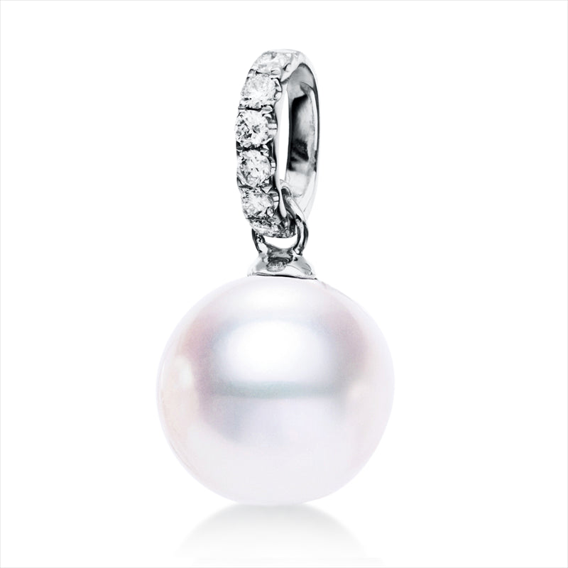Anhänger 18 kt WG, 6 Brill. 0,13 ct, W-si, 1 SW weiß 10 mm