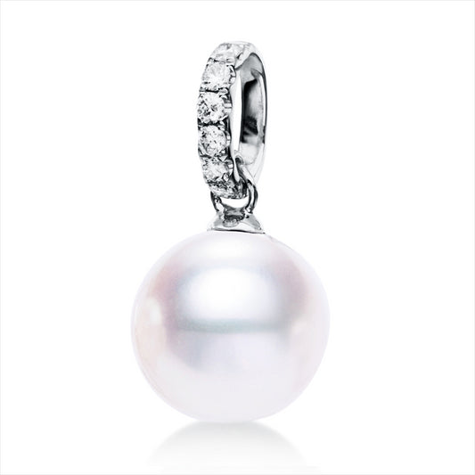 Anhänger 18 kt WG, 6 Brill. 0,13 ct, W-si, 1 SW weiß 10 mm