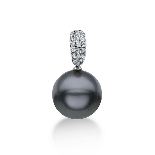 Anhänger 18 kt WG, 21 Brill. 0,12 ct, W-si, 1 TA dunkel 9,5 mm