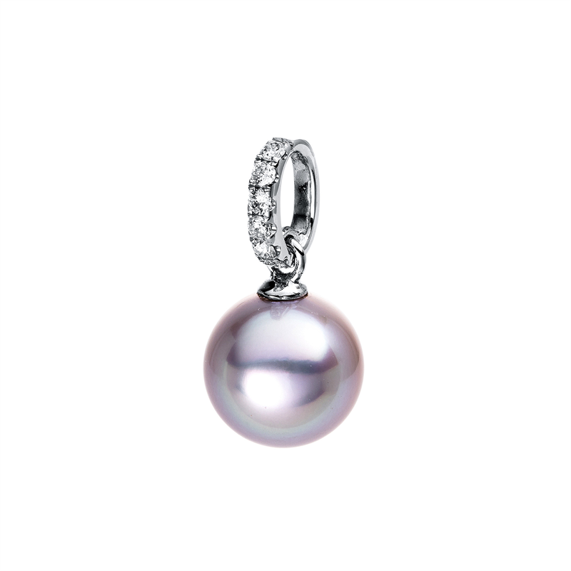 Anhänger 18 kt WG, 6 Brill. 0,13 ct, W-si, 1 TA dunkel 9,5 mm