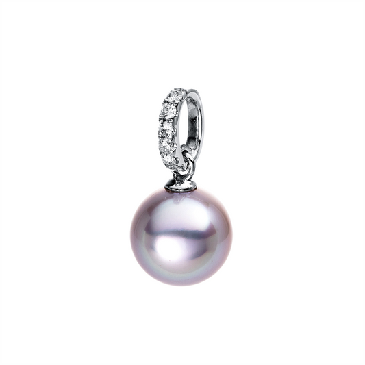 Anhänger 18 kt WG, 6 Brill. 0,13 ct, W-si, 1 TA dunkel 9,5 mm