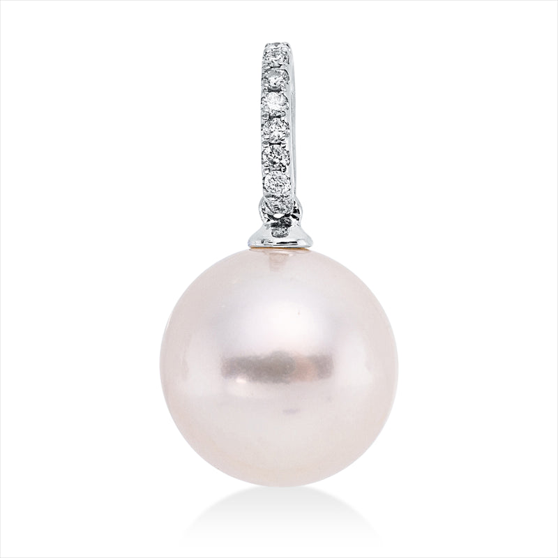 Anhänger 18 kt WG, 9 Brill. 0,06 ct, TW-si, 1 SW weiß 11 mm