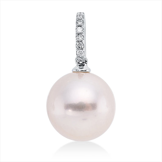 Anhänger 18 kt WG, 9 Brill. 0,06 ct, TW-si, 1 SW weiß 11 mm