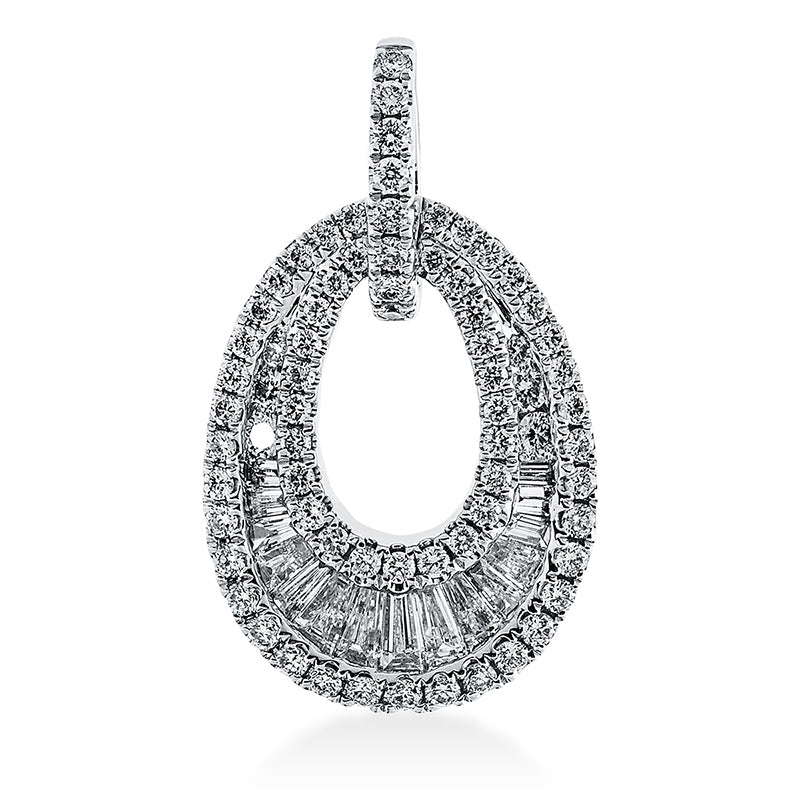 Anhänger 18 kt WG, mit Öse, 15 Trap. 0,27 ct, TW-si, 72 Brill. 0,38 ct, TW-si
