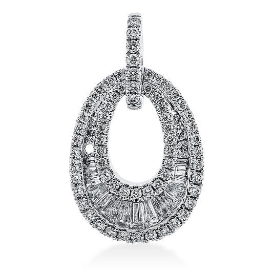Anhänger 18 kt WG, mit Öse, 15 Trap. 0,27 ct, TW-si, 72 Brill. 0,38 ct, TW-si