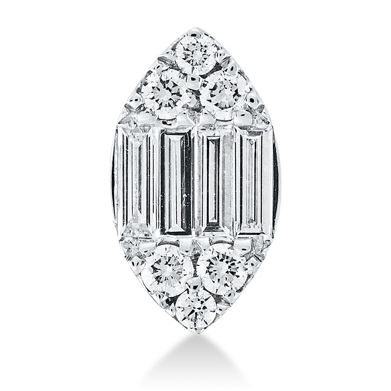 Anhänger 18 kt WG, 4 Bag. 0,22 ct, TW-vsi, 6 Brill. 0,11 ct, TW-si