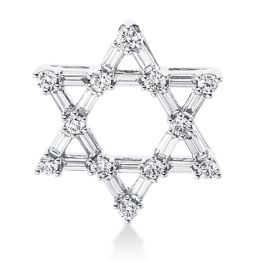 Anhänger 18 kt WG, 18 Trap. 0,48 ct, TW-si, 12 Brill. 0,34 ct, TW-si