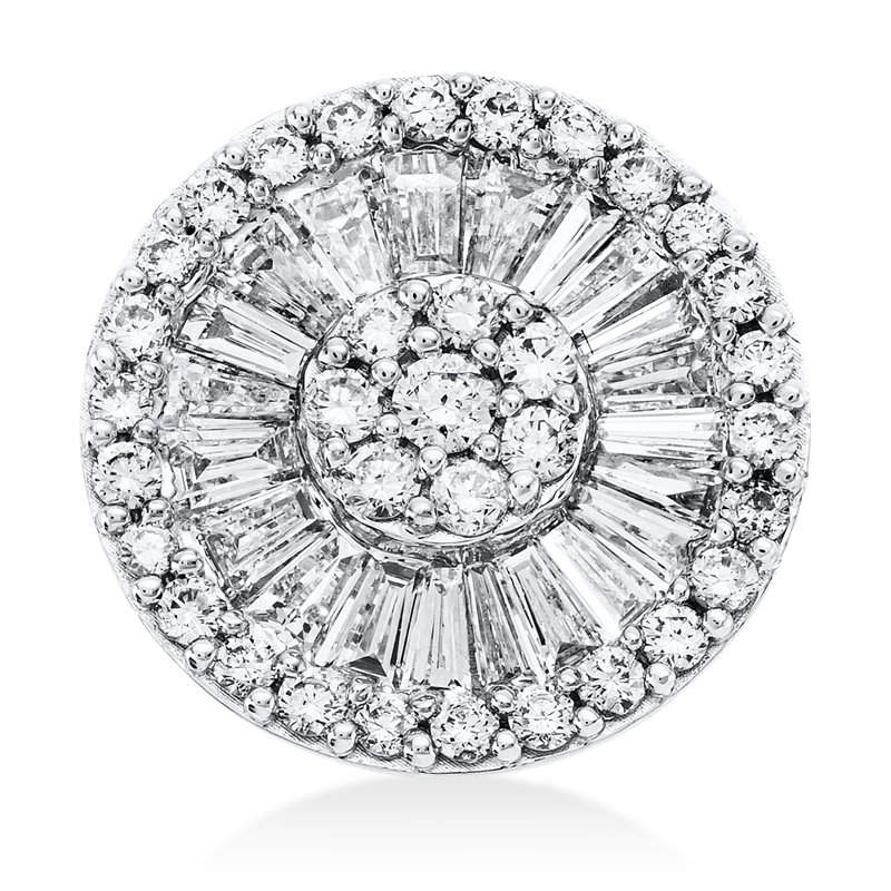 Anhänger 18 kt WG, 34 Brill. 0,25 ct, TW-si, 20 Trap. 0,44 ct, TW-si