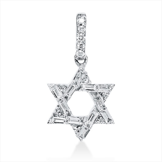 Anhänger 18 kt WG, mit Öse, 12 Bag. 0,09 ct, TW-si, 5 Brill. 0,02 ct, TW-si