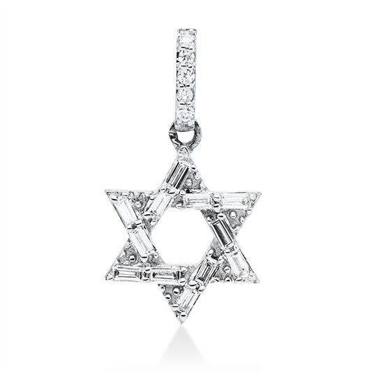 Anhänger 18 kt WG, mit Öse, 12 Bag. 0,09 ct, TW-si, 5 Brill. 0,02 ct, TW-si