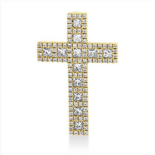 Anhänger 18 kt GG, 12 Princ. 0,49 ct, TW-si, 100 Brill. 0,27 ct, TW-si